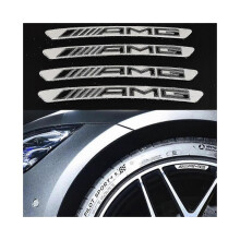 Lot de 4 autocollants emblème argentés pour jantes Mercedes AMG en alliage