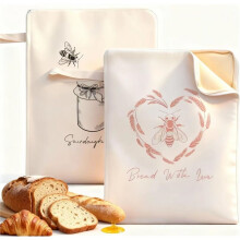 1 Lot/2 Sacs de Conservation pour Pain et Fruits à la Cire D'Abeille, Double Couche Intégrée et Réutilisable