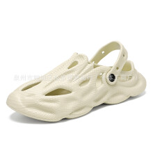 (Sand color, 42) Men Women Summer Light Soft Sole Breathable Clogs Casual Beach Sandals