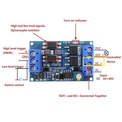 4V-60V MOS Trigger Driver Module Electronic  Control Board Module with PWM Control for High/Low Level Trigger 1