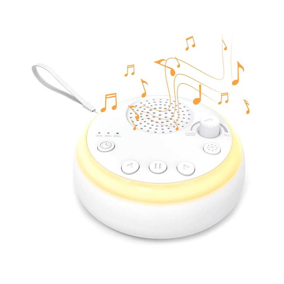 Sound Machine For Baby Sleeping, 16Soothing Sounds, Night Portable Noise With Timer, Sleep Aid For Newborns Light/White