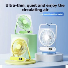 High Speed Cooling Fan Portable USB Rechargeable Desk Fan Multi Function Handheld Wall for Kitchen Bedroom Yellow
