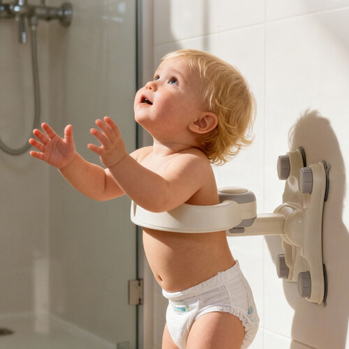Practical Standing Shower Rack with Suction Cups-cartoon gray 2