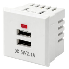 Module de Prise de Bureau 5V 2,1A avec Double Prise USB et Indicateur LED Intégré, Module de Charge Double USB Blanc