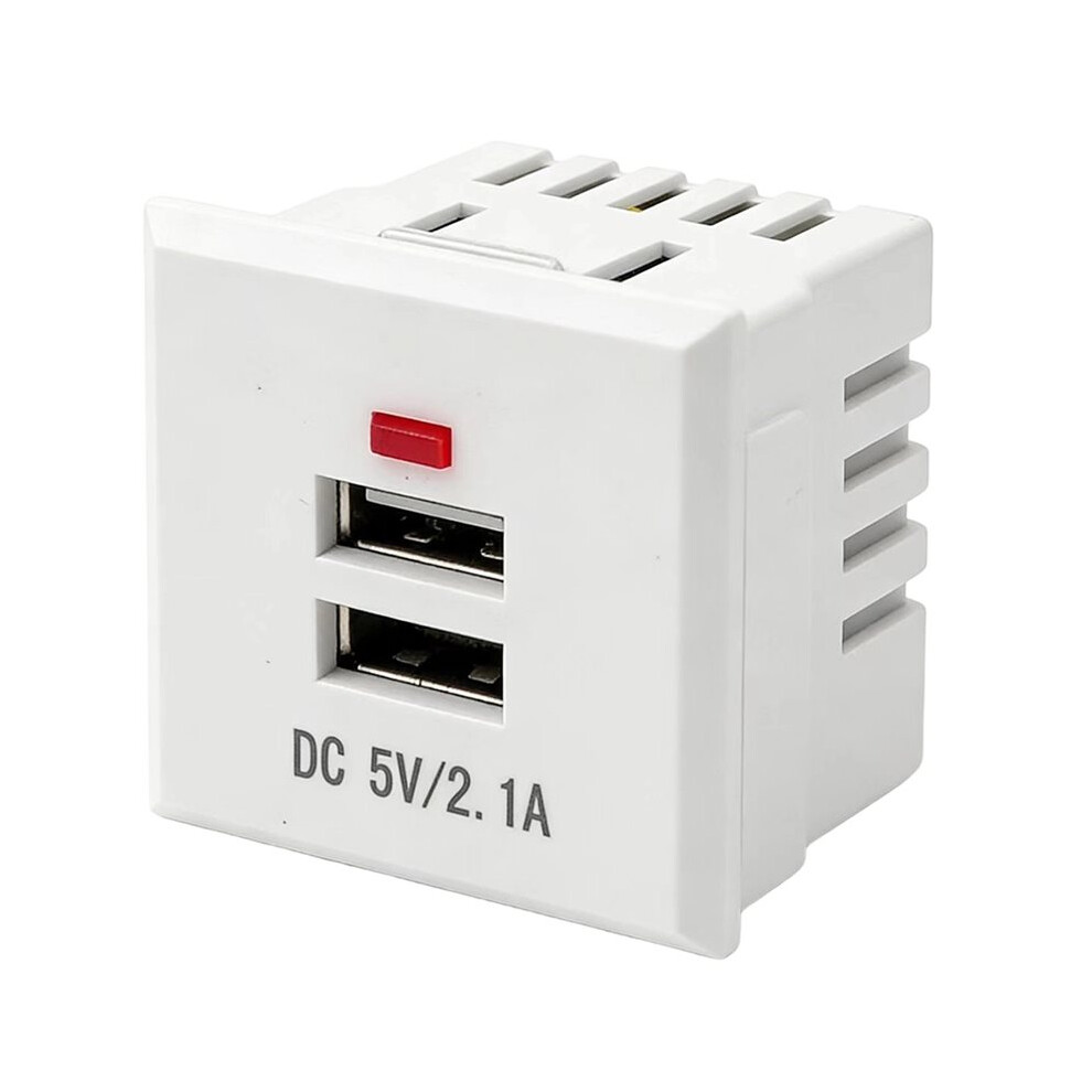 Desktop Socket Module 5V 2.1A Dual Usb Power Socket Embedded With Led Indicator Dual Usb Charging Socket Module White 4713204621747