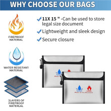 Conjunto de 4 Bolsas Impermeáveis e À Prova de Fogo para Documentos - Bolsa de 23 cm X 18 cm para Documentos, Dinheiro e Arquivos com Zíper
