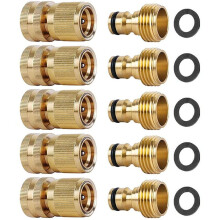 5 Jeux de Raccords Rapides pour Tuyau D'Arrosage 3/4" GHT en Laiton Massif, Conception Anti-Fuite, Compatibilité Universelle pour une Installation