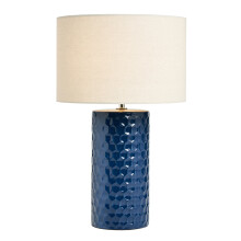 Litecraft Erin Embossed Ceramic Table Lamp - Blue