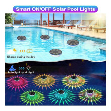 RGB Solar Floating Pool Lights, Auto /Off Pool Light with 6 Lighting Modes, IPX8 Waterproof LED Color Changing