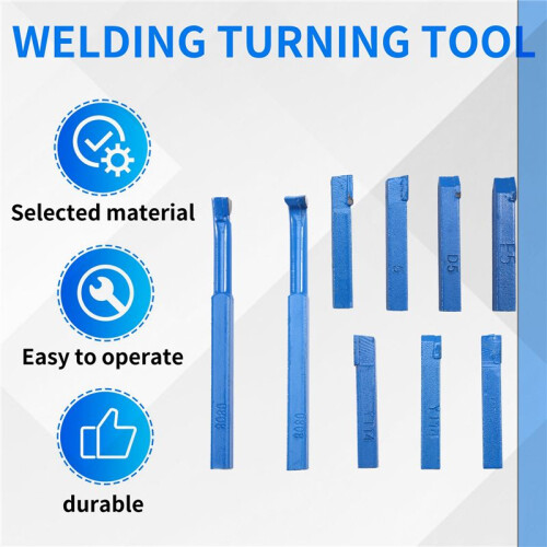 9 Pcs Iron Lathe Brazed Carbide Turning Tool Drill Bit Square Shank  8x8 mm 2