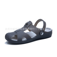 (Gray, 45) Men Summer Breathable Slip On Closed Toe Sandals Soft Sole Beach Clogs Jelly Water Shoes
