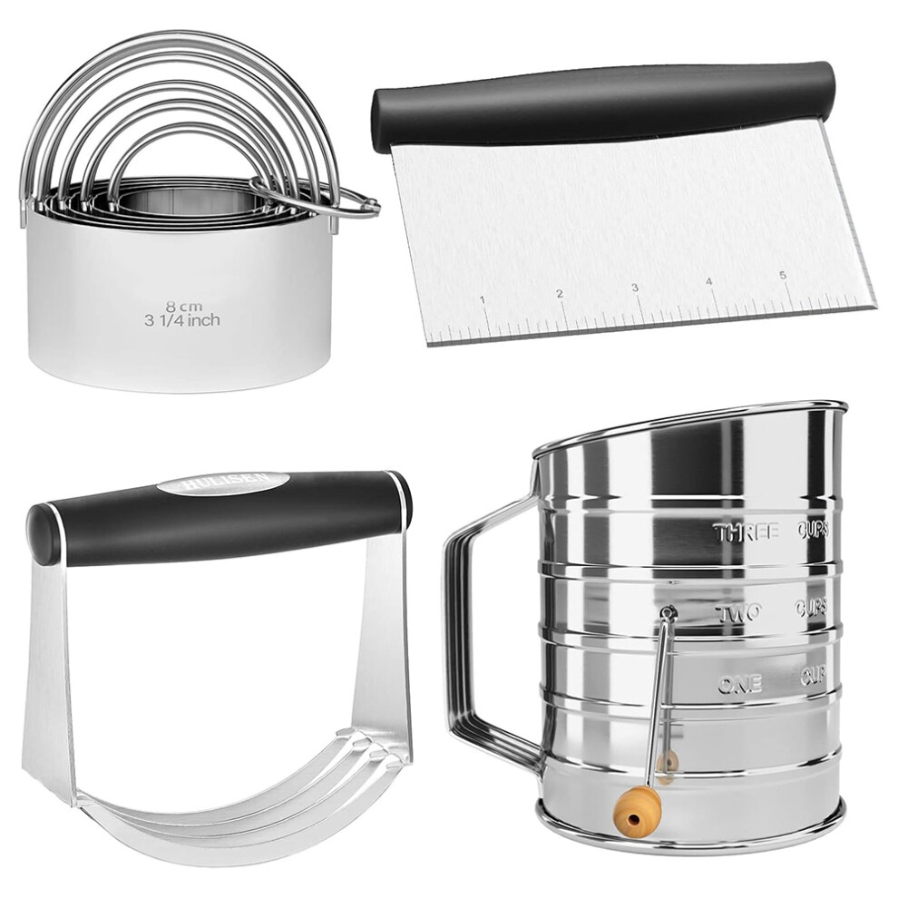 Saudism Pastry Cutter,Dough Blender,Flour Sifter And Biscuit Cutter,Stainless Steel Dough Cutter,Baking Dough Tools For Cookies