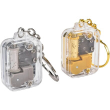 1set/2pcs Music Box Keychain, 1 Gold and 1 Transparent Acrylic Winding Music Keychain Gift with Song
