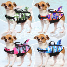 (Blue,XS)Chaleco salvavidas para perros seguridad para mascotas natación camuflaje tiburón flotador flotabilidad ajustable