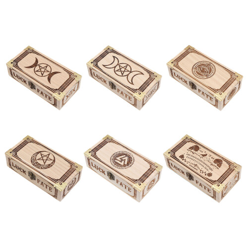 Wood Rectangle Organizers Box Playings Card Storage Case-D 1