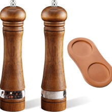 1Set Manual Wooden Pepper Grinder Solid Salt Pepper Mill with Ceramic Grinding Core, Adjustable Coarseness Spice Grinder