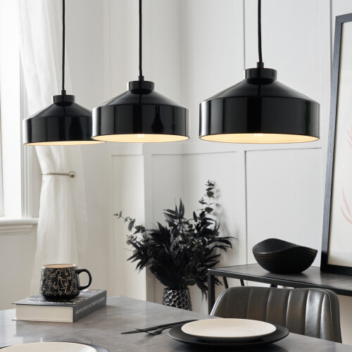 Litecraft Kye Ceiling Pendant Bar 3 Light - Black 1