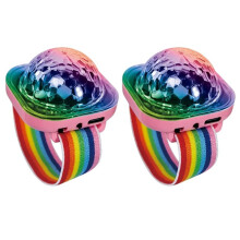 Luz de Bola de Discoteca, Reloj Estroboscópico LED Portátil, Pulsera, Recargable por USB, Controlado por Voz para Fiestas Infantiles, Coche, 2