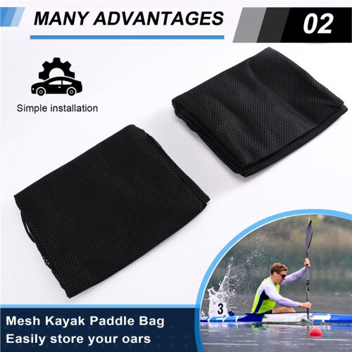 2 Pack Mesh Kayak Paddle Bag with Adjustable Shoulder Strap, Drawstring Storage & Carry Bag Inflatable Kayak Accessories 2