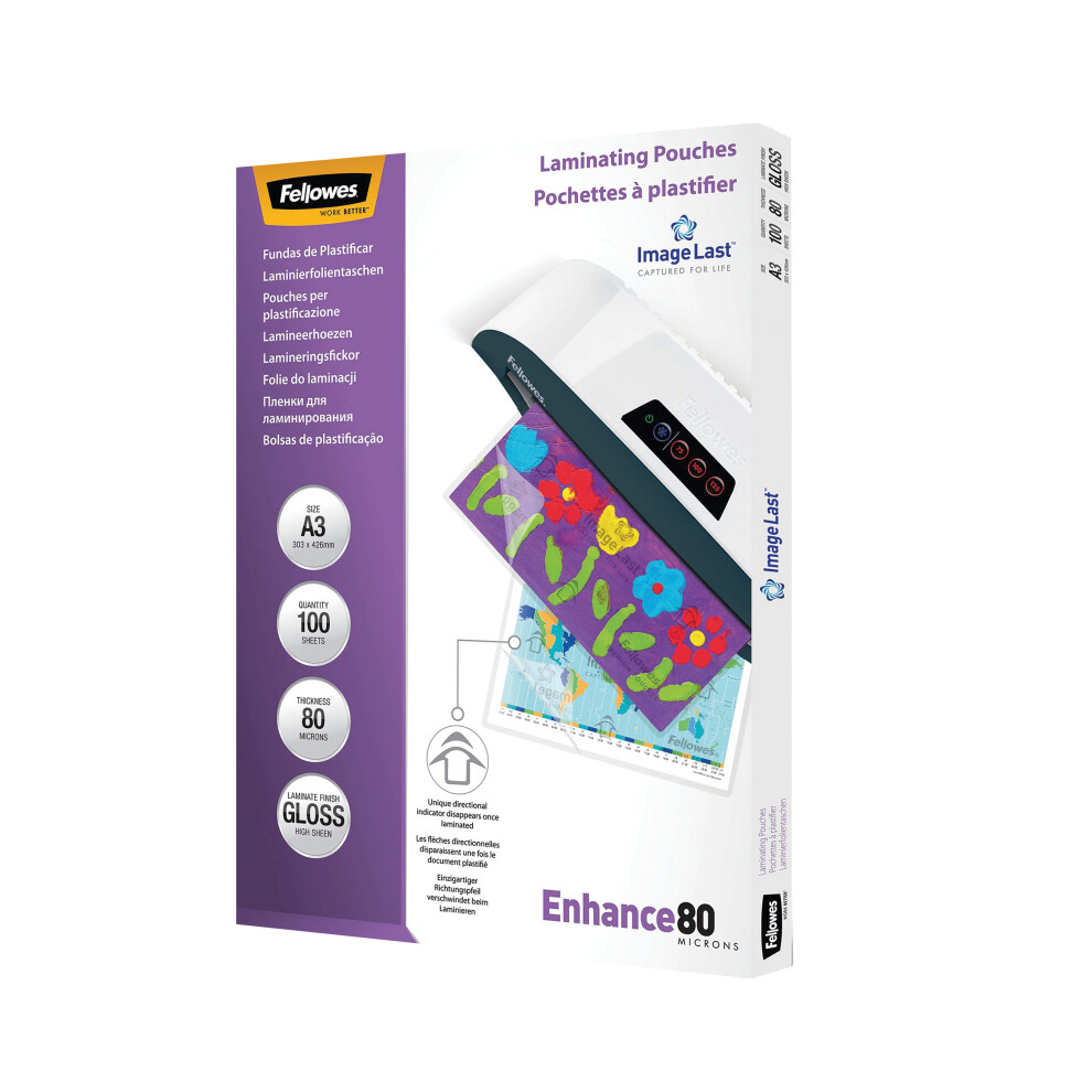 Fellowes Laminating Pouch A3 160 Micron Total Thickness Gloss (Pack Of 100) 5306207