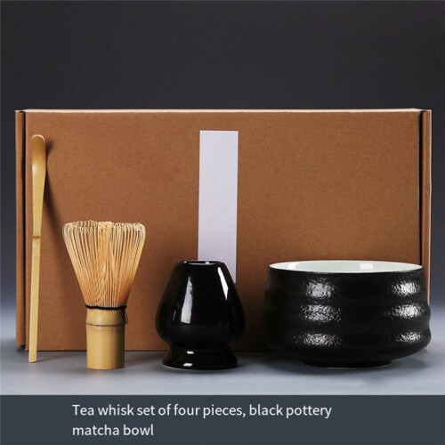 Japanese Matcha Tea Set Matcha Tea Making Tool Tea Set Indoor Drinking Tea Making Tool Accessories Black Pottery 1