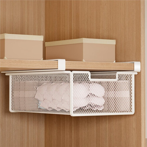 Desktop Drawer-Style Storage Box, Hanging Pull-Out Organizer, Rectangular Iron Storage Box Under the Desk. 2