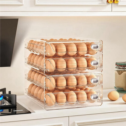 Egg Holder for Fridge,Egg Container for Refrigerator,Stackable Egg Storage Container,Layers Egg Tray,Clear Egg Organizer 2