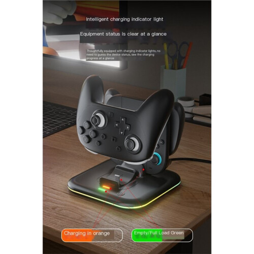 For  2 Pro Controller Charging Stand 2-in-1 Type C for  Controller Charging Stand with LED Indicators 2