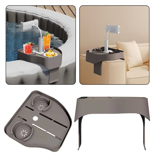 HotTub Table Tray with Adjustable Phone Holder, Inflatable HotTub Accessories with 2 Drink Holders, 2