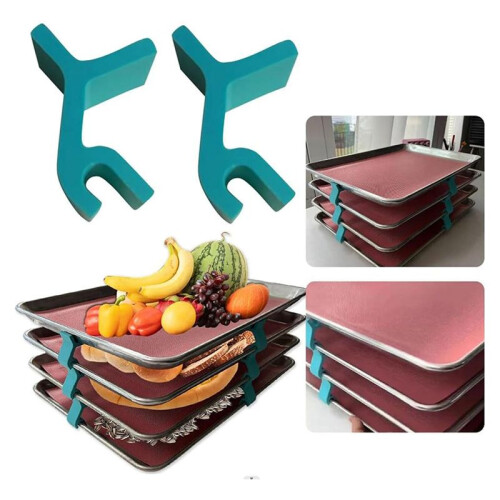 24 PCS Layered Tray Holder Stackers, Universal Baking Sheet Pan Stackers, Baking Tray Storage Holder 1