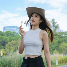 Portable Fan 3000mAh Rechargeable, Strong Wind, Digital Display, Adjustable Turbo for Outdoor and Sports Use White