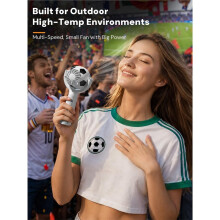 Portable Soccer Handheld Fan, 3-Speed Rechargeable Fan with Lanyard & Base, Cooling for Soccer Fans, Kids