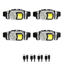 4er-Pack Wiederaufladbare LED-Stirnlampe mit Bewegungssensor, LED-Stirnbandlampe für Arbeit, Laufen, Wandern, Camping