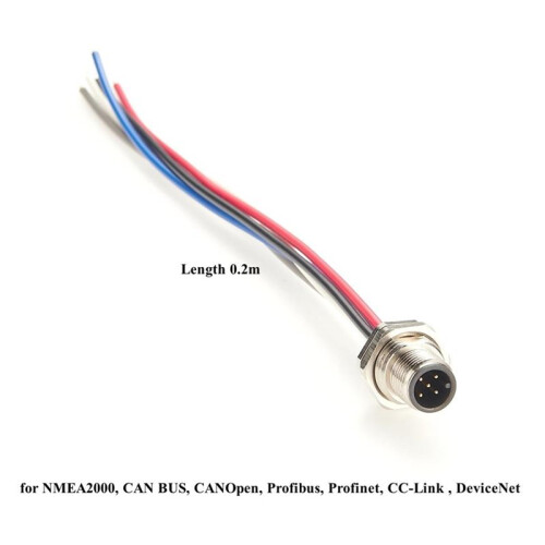 New for M12 5Pin A Code Male Cable Bulkhead Front Panel Mount IP67 Pre-Assembly Pigtail Wireable Cable Socket Receptacle 2