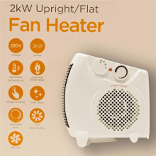 Kompakter 2000-W-Elektroheizlüfter mit Zwei Heizstufen, Einstellbarem Thermostat und Überhitzungsschutz, EU-Stecker