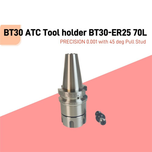 Porta-Ferramentas BT30 BT30-ER25 70L PRECISION 0,001 Polegadas com Pino de Tração de 45 Graus para Torno CNC e Fresadora de Eixo 2