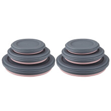 6Pcs Bol Définit Silicone Pliant Lunch Box Pliant Bol Portable Silicone Bol Pliant Bol ûrCouvercle Rose