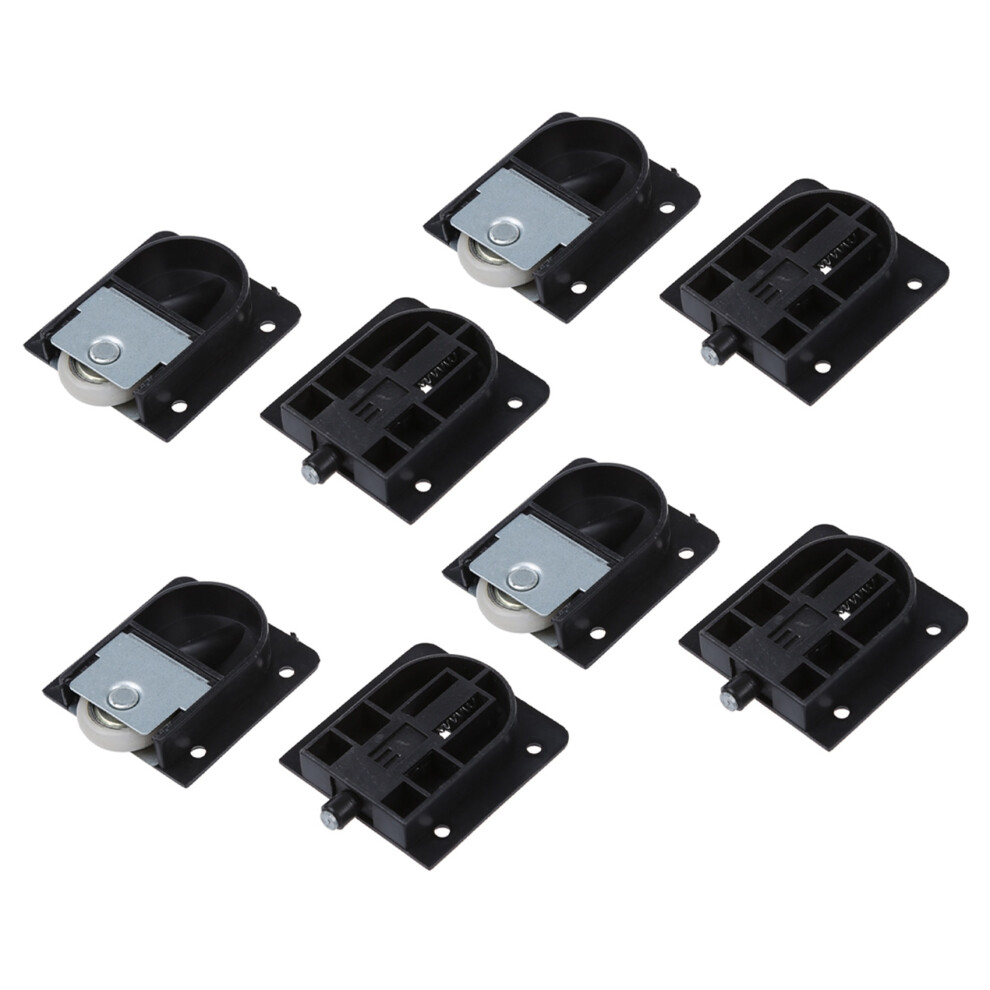 4X Wardrobe Black Plastic Plate 25Mm Dia Wheel Sliding Door Roller 6032536539581