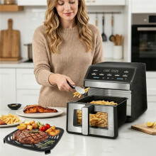 For  8QT GAF858 GAF823 Air Fryer, About 9.6''X9.6'' Square Air Fryer Accessories Rack Tray Grill Pan Grill Plate