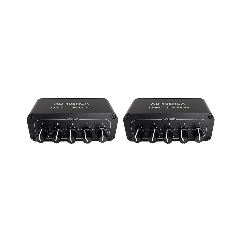 2X 5Ch Audio Distributor Stereo Audio Mixer 1 Input 5 Output Rca Splitter For Power Amplifier Active Audio 6034263333272