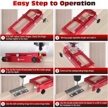 Door Hinge Jig, Aluminum Alloy Door Hinge Template Kit for Router, Adjustable Mortise Jig Fits Door Hinges