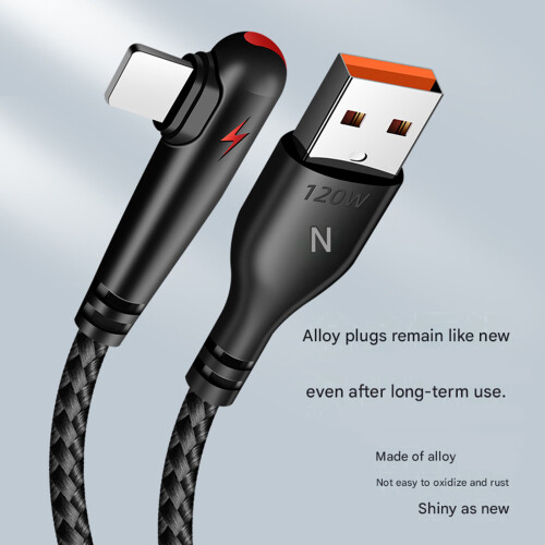 Extra Long 1-2m 120W Fast Charging Data Wire With-1.5m Black 2