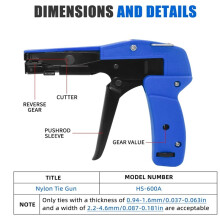 Nylon Cable Tie Gun Aluminum Alloy Ratchet Zip Tie Pliers for 1.8-6.5mm Nylon Cable Straps
