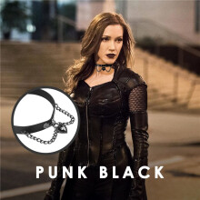Leather heart pendant chain necklace Gothic Lolita Punk Choker Black