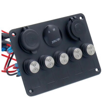 12V-24V 5 Button LED Panel Light Toggle USB Chargers 3.0 Volt Gauge for Car Marine Boat Caravan Accessories