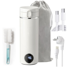 500 Ml -Reisewasserkocher, USB-C-Anschluss, 300 W Schnellheizleistung, Temperaturregelung 37-100 C, EU-Stecker