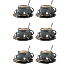 6X Shaped Coffee Mug Heat Resist Funny Coffee Cup Large Capacity Handmade Decoration Cup for Coffee Lovers Gray