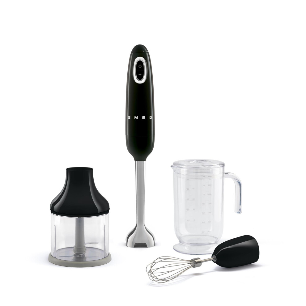Smeg 50S Style Hand Blender With Accessories, Variable Speed, Turbo Function, 700W, Hbf03bluk Black