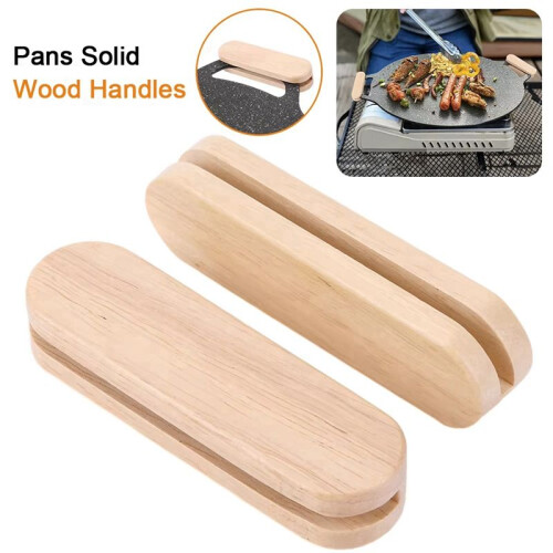 Baking Pan Handle Wood Anti-Scald Handle Outdoor BBQ Tool 1