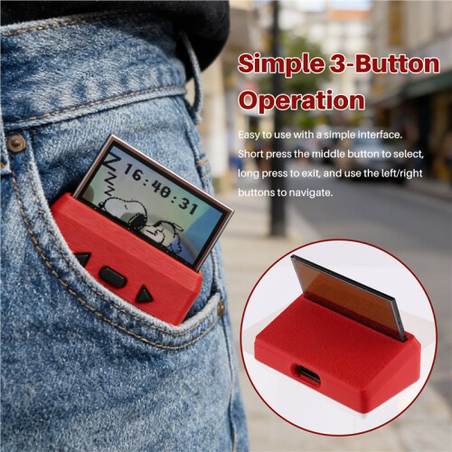 Ultra- Transparent Clock, Calendar & Retro Game Console, 3in1 Multi-Function E-Paper Desktop Gadget